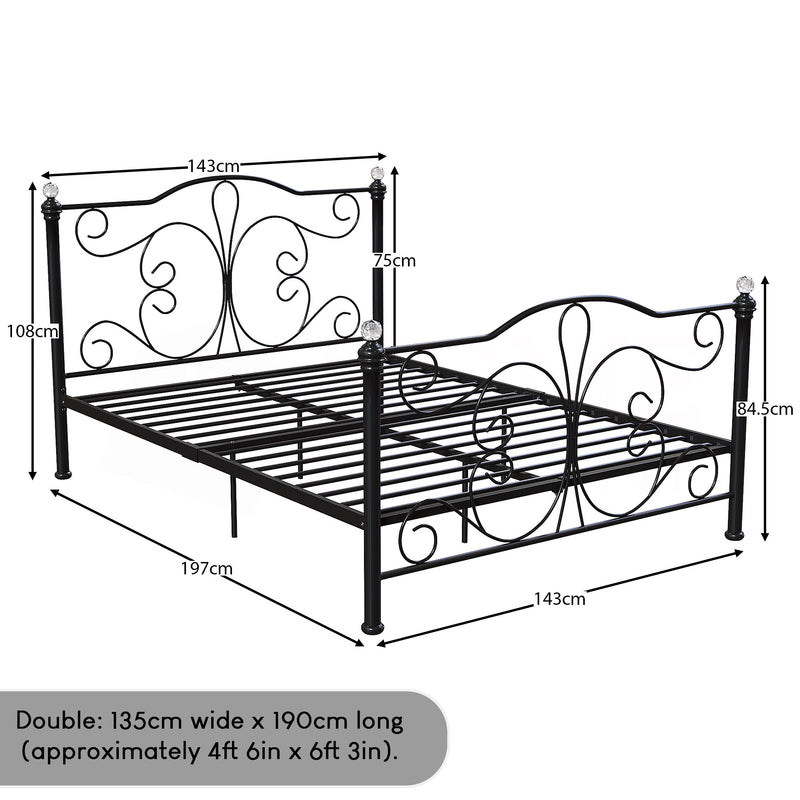 Chicago Double Metal Bed - Black