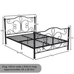 Chicago King Size Metal Bed - Black