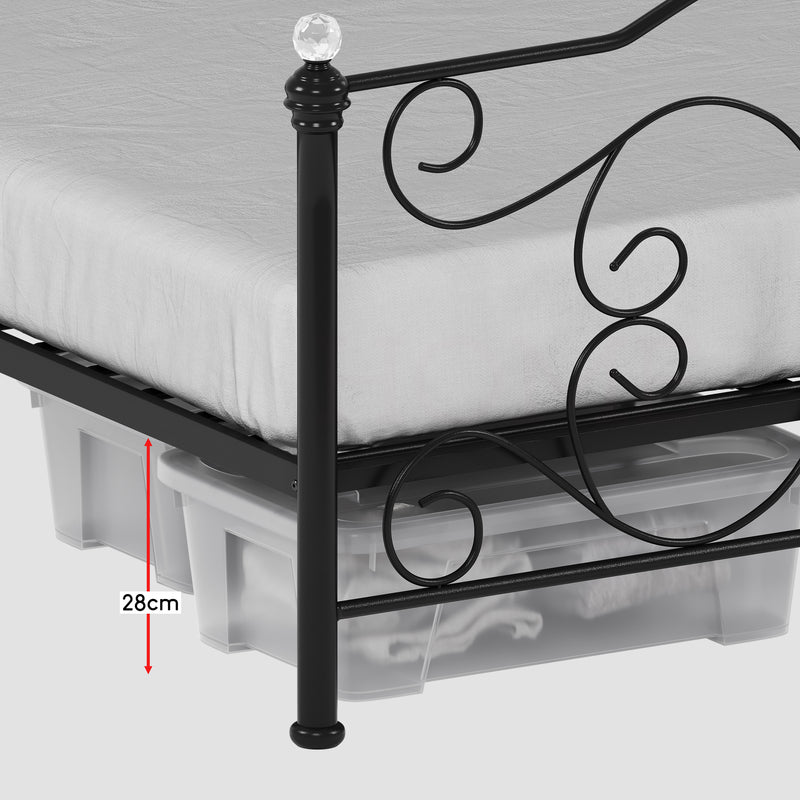 Chicago King Size Metal Bed - Black
