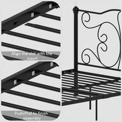 Chicago King Size Metal Bed - Black