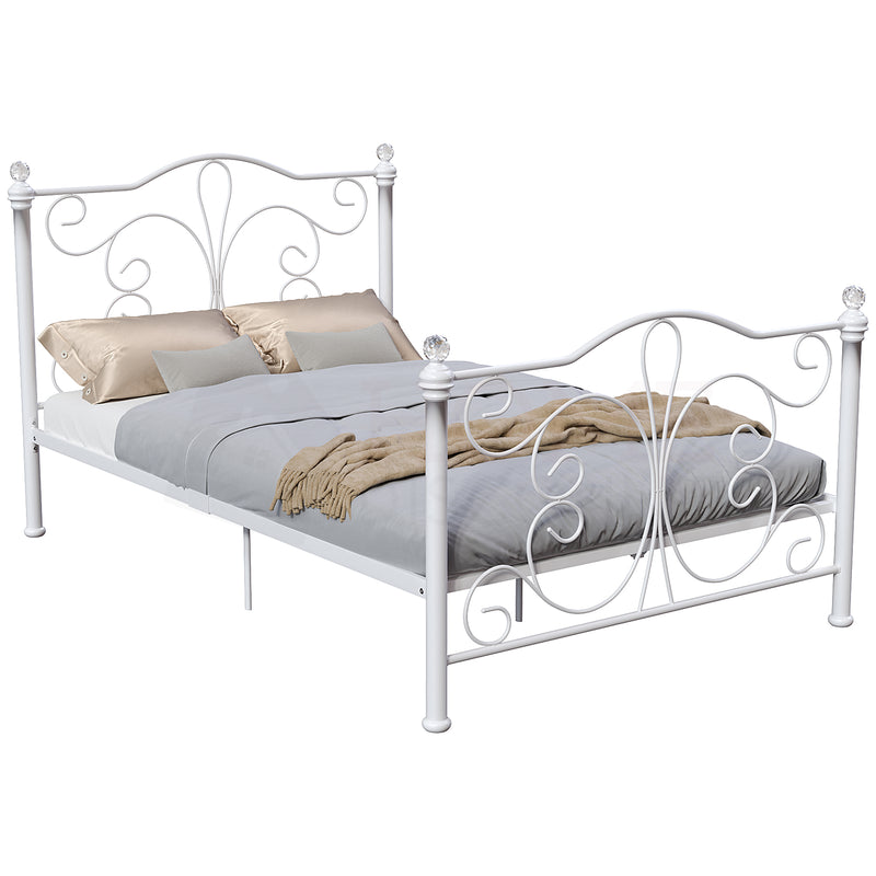 Chicago Small Double Metal Bed - White
