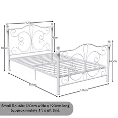 Chicago Small Double Metal Bed - White