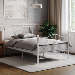 Chicago Small Double Metal Bed - White