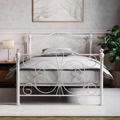 Chicago Small Double Metal Bed - White