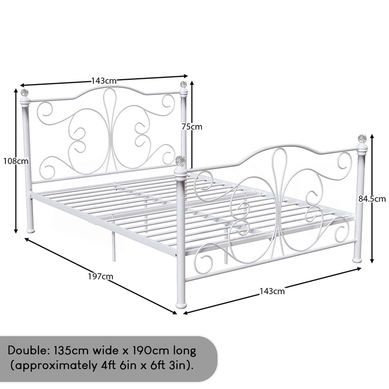 Chicago Double Metal Bed - White