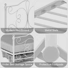 Chicago Double Metal Bed - White
