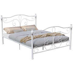 Chicago King Size Metal Bed - White