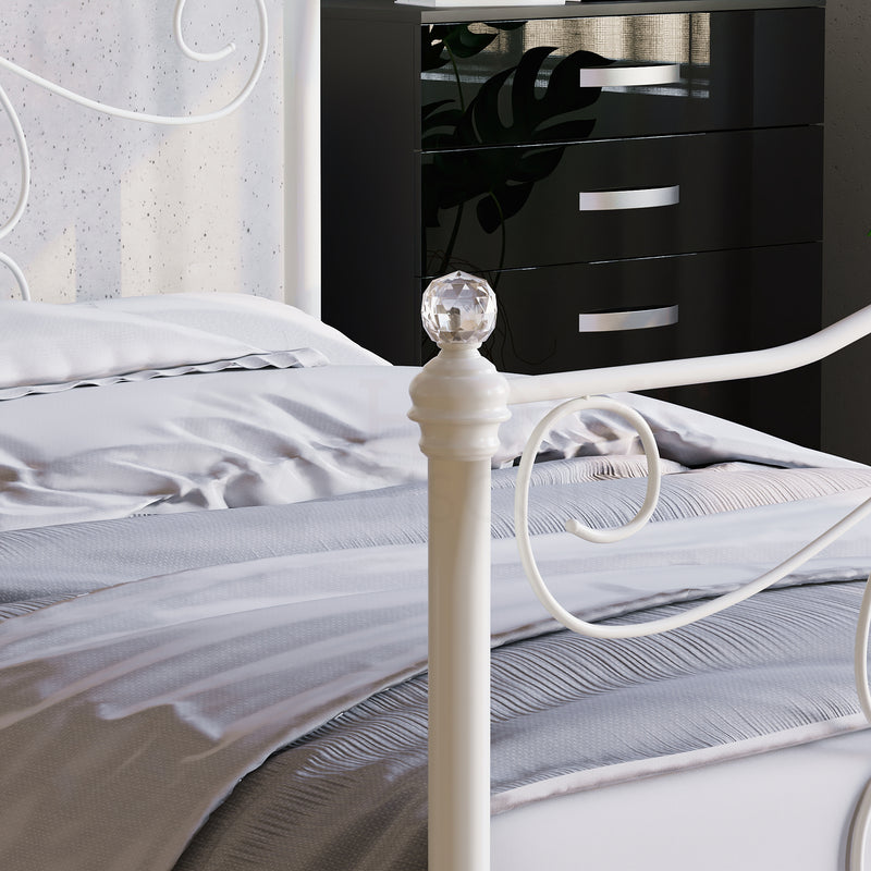 Chicago King Size Metal Bed - White