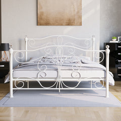 Chicago King Size Metal Bed - White