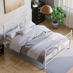 Chicago King Size Metal Bed - White