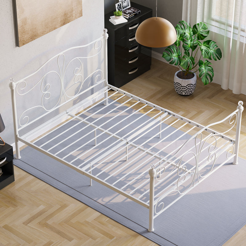 Chicago King Size Metal Bed - White