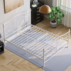 Chicago King Size Metal Bed - White