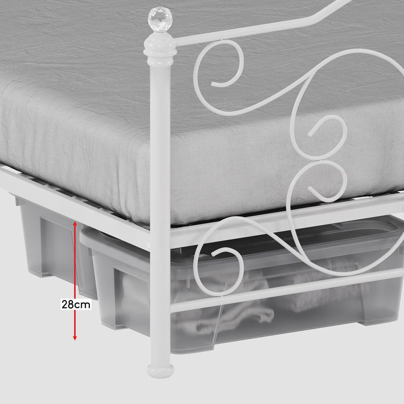 Chicago King Size Metal Bed - White