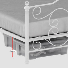 Chicago King Size Metal Bed - White