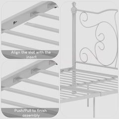 Chicago King Size Metal Bed - White