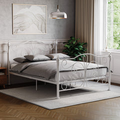 Chicago King Size Metal Bed - White