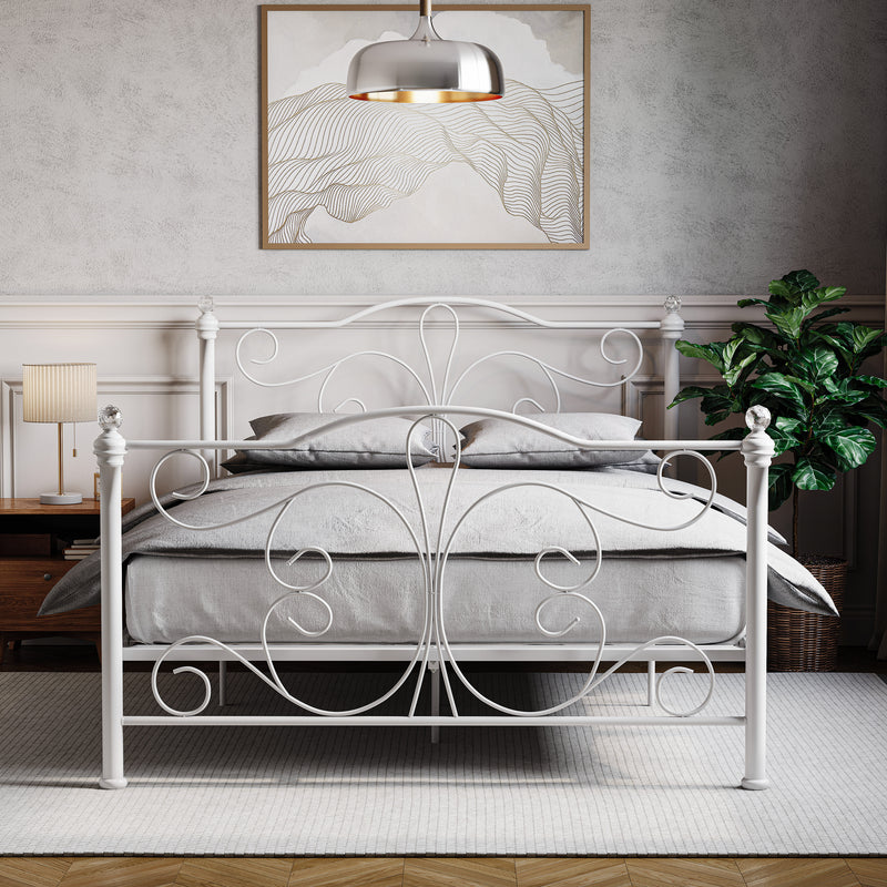 Chicago King Size Metal Bed - White