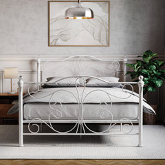 Chicago King Size Metal Bed - White