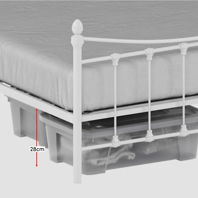 Paris Small Double Metal Bed - White