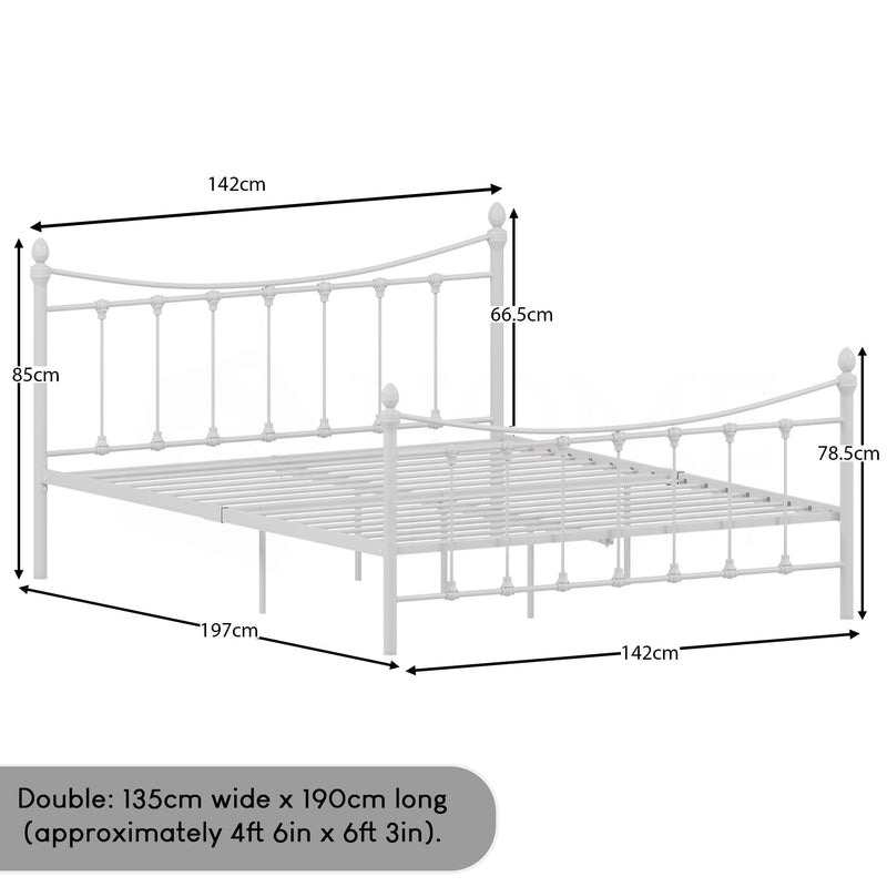 Paris Double Metal Bed - White