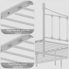 Paris Double Metal Bed - White