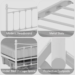 Paris Double Metal Bed - White