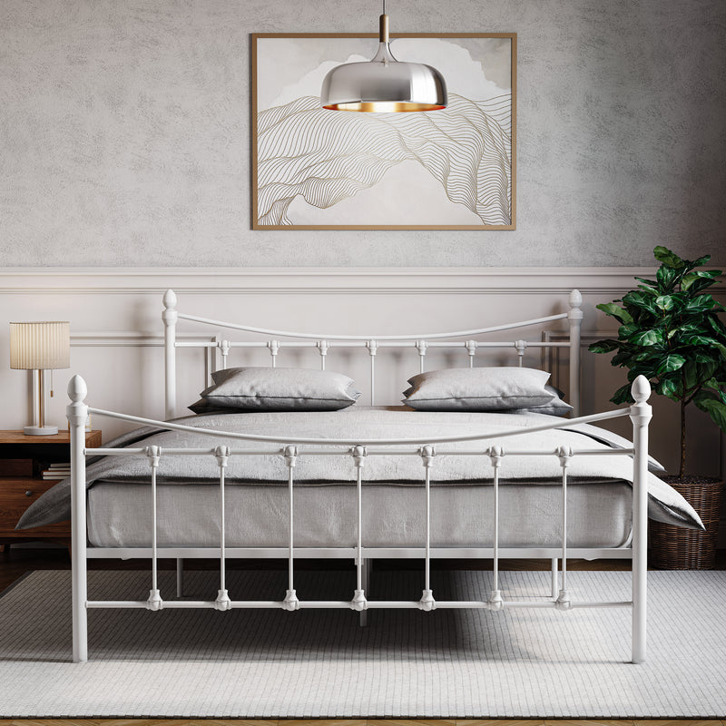 Paris Double Metal Bed - White