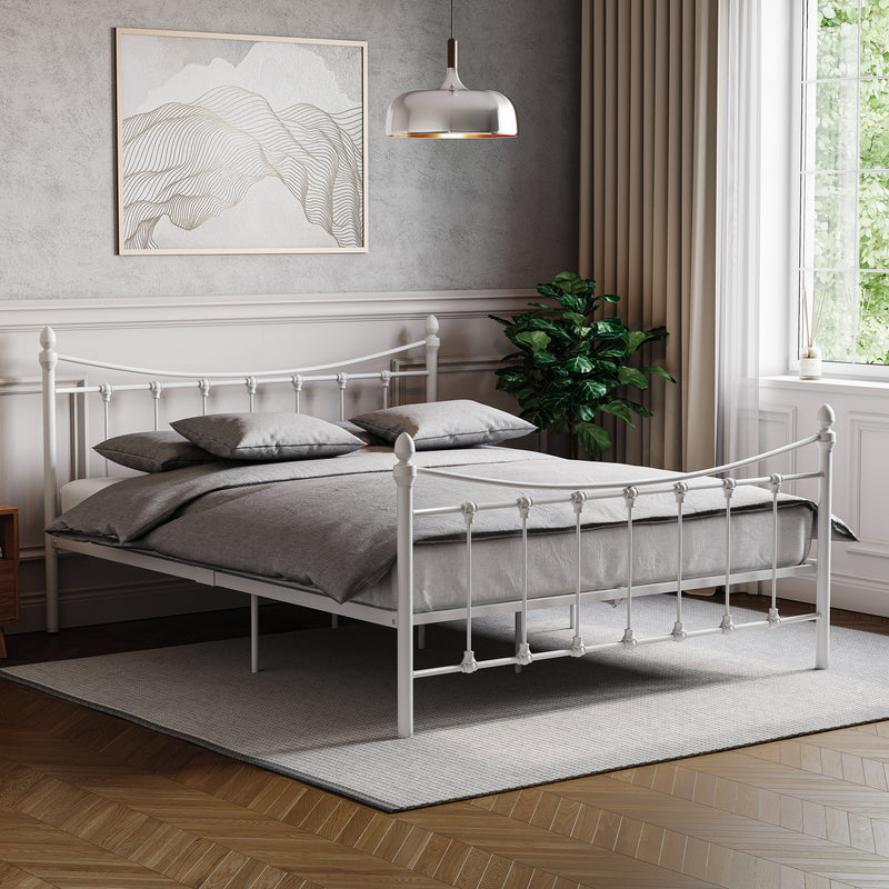 Paris King Size Metal Bed - White