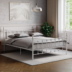 Paris King Size Metal Bed - White