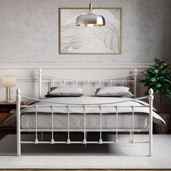Paris King Size Metal Bed - White