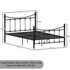 Paris Small Double Metal Bed - Black