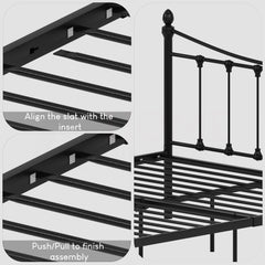 Paris Small Double Metal Bed - Black