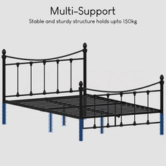 Paris Small Double Metal Bed - Black
