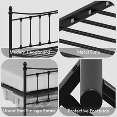 Paris Small Double Metal Bed - Black