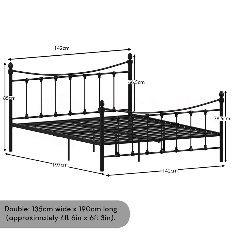 Paris Double Metal Bed - Black