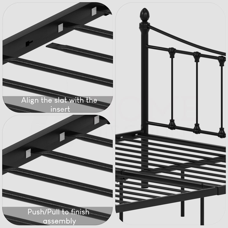 Paris Double Metal Bed - Black