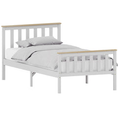 Milan Single Wooden Bed, High Foot, White