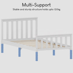 Milan Single Wooden Bed, High Foot, White