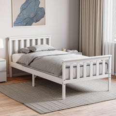Milan Single Wooden Bed, High Foot, White