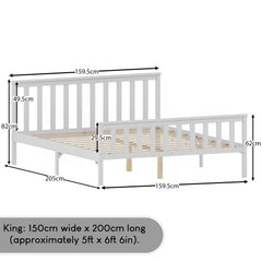 Milan King Size Wooden Bed, High Foot, White