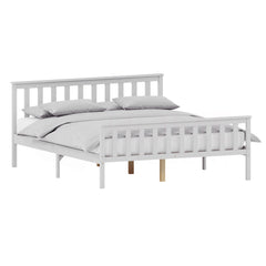 Milan King Size Wooden Bed, High Foot, White
