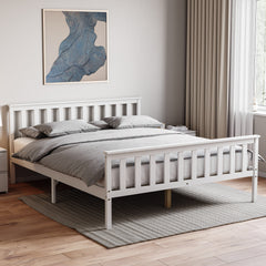 Milan King Size Wooden Bed, High Foot, White