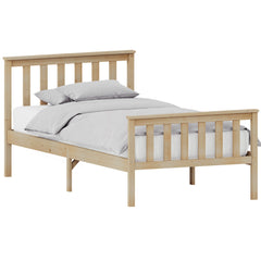 Milan Single Wooden Bed, High Foot, Pine