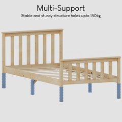 Milan Single Wooden Bed, High Foot, Pine