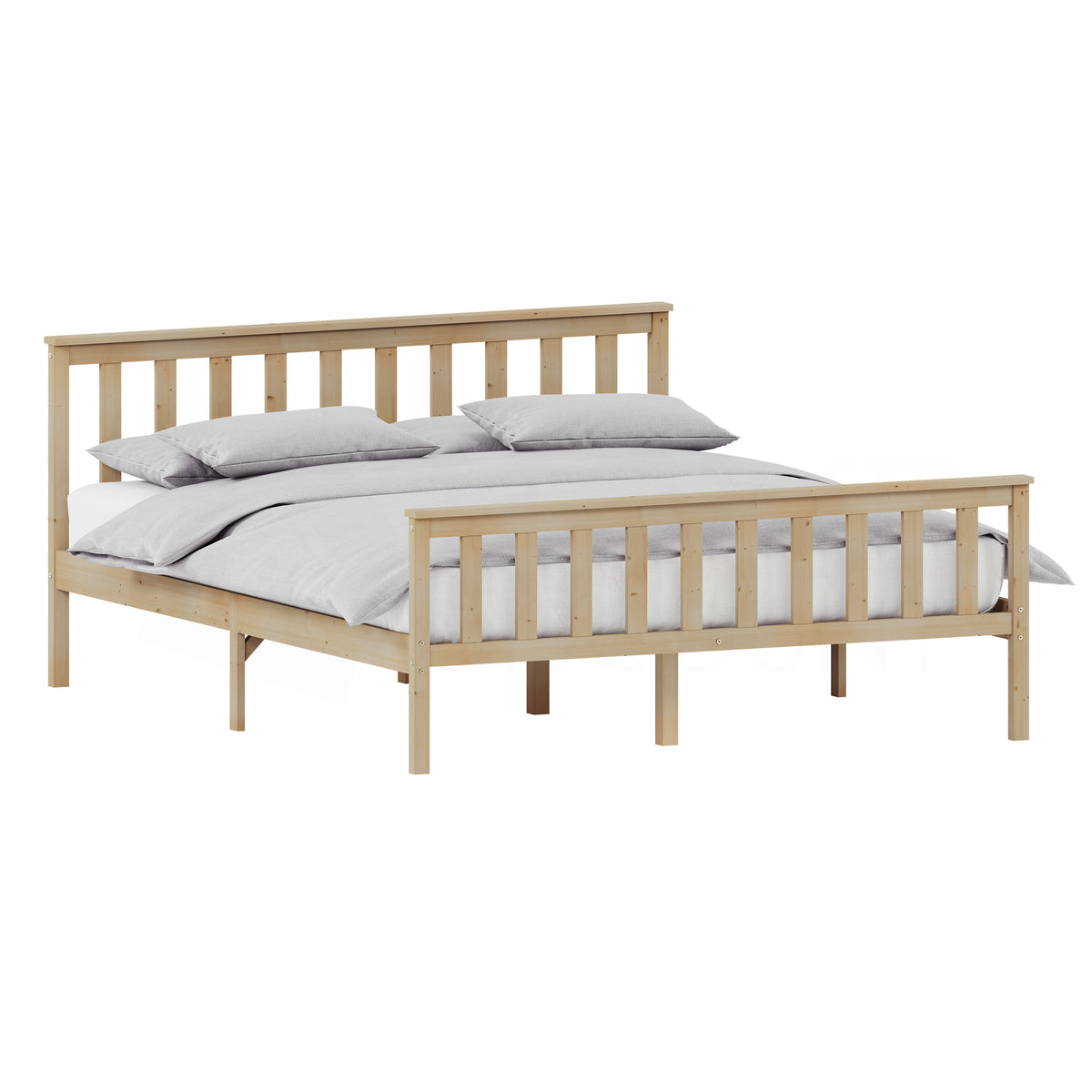 Milan King Size Wooden Bed, High Foot, Pine