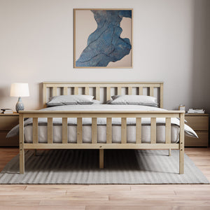 Milan King Size Wooden Bed, High Foot, Pine