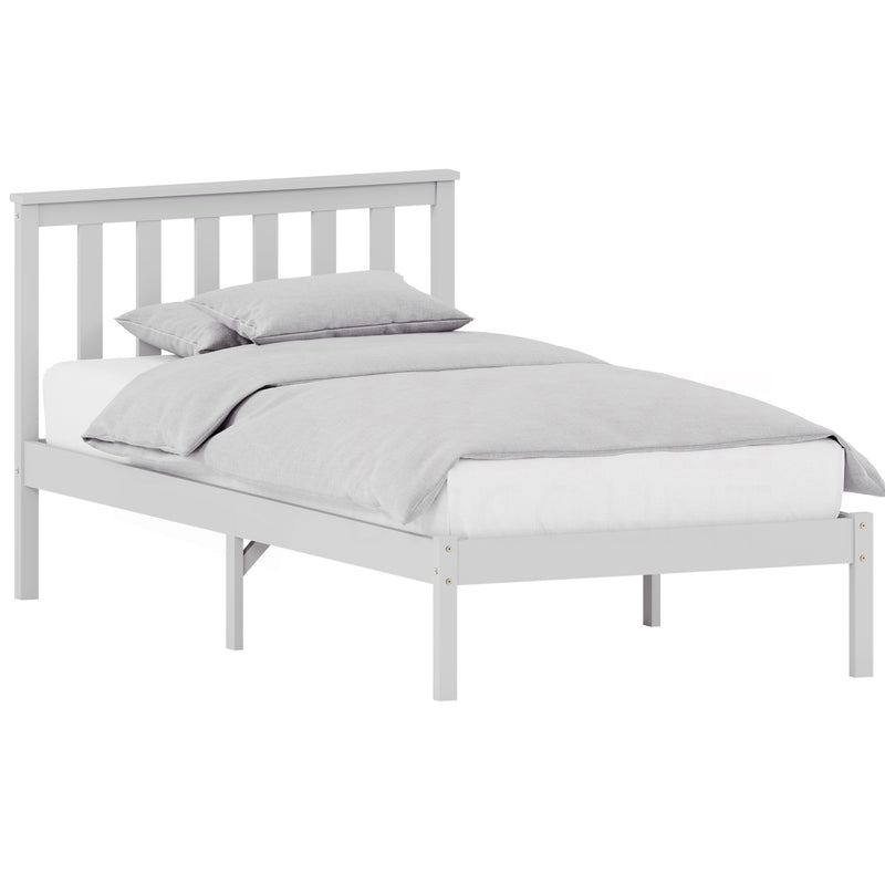 Milan Single Wooden Bed, Low Foot - White