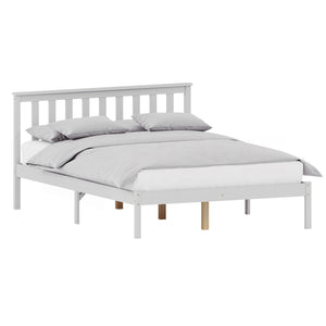 Milan Double Wooden Bed, Low Foot, White
