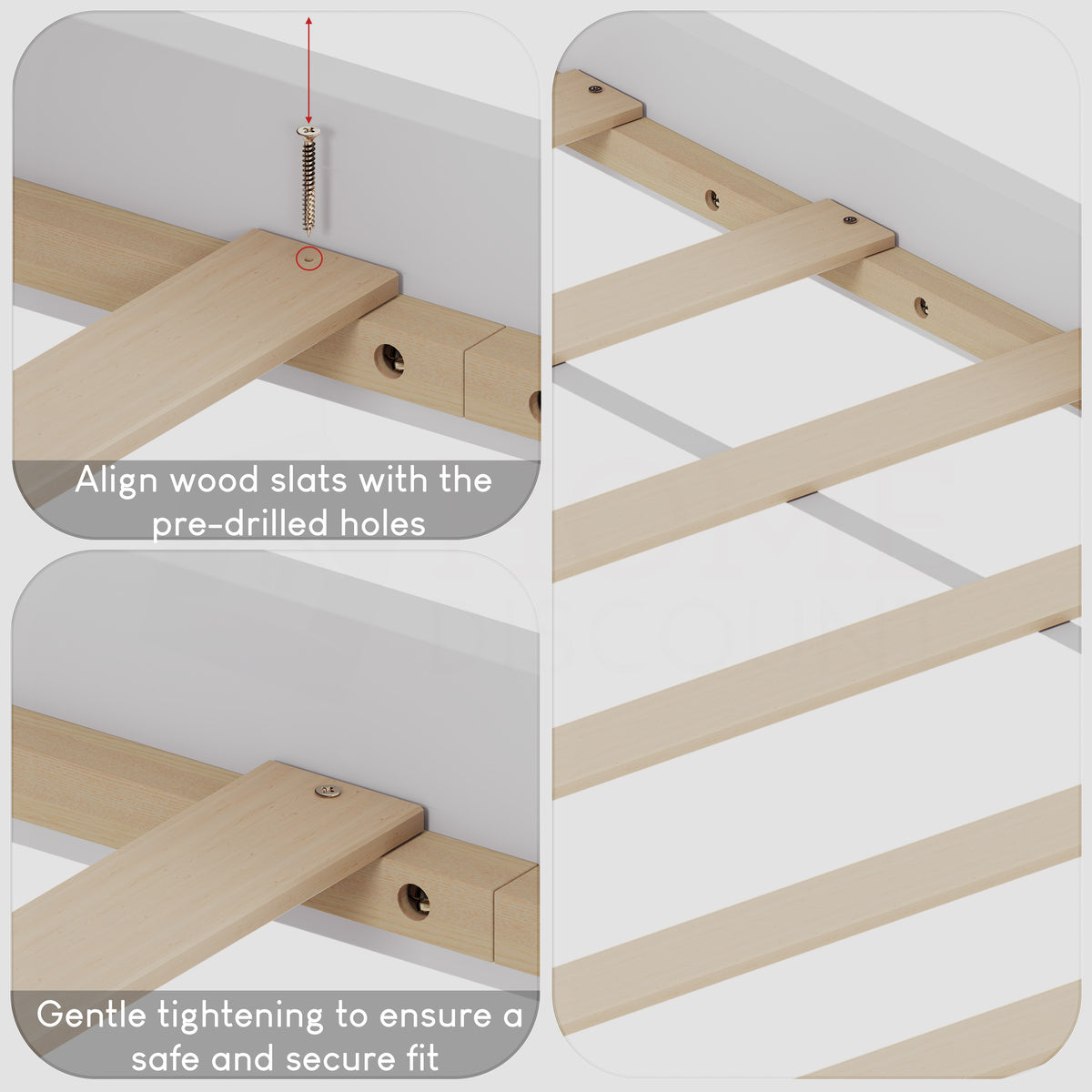 Milan Double Wooden Bed, Low Foot, White