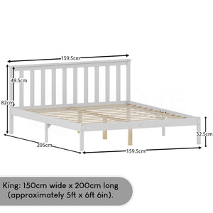 Milan King Size Wooden Bed, Low Foot, White